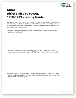 Preview of Hitler's Rise to Power Viewing Guide PDF