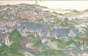 This scene depicts the Taiping Rebellion, a period of civil war and uprising in China that lasted from 1850–1864.