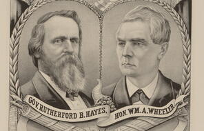Print shows a campaign banner for the 1876 Republican presidential ticket. 