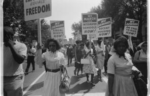 Black and white image of protestors for March on Washington.