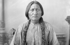 Portrait of Sitting Bull in black and white