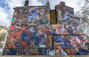 Full view of the Battle of Cable Street Mural