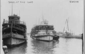 Barges at Ellis Island.