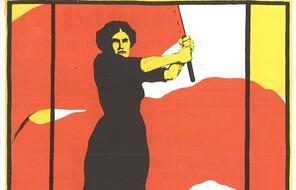 Poster for Women's Day, March 8, 1914, demanding voting rights for women.