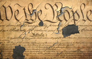 A graphic of the preamble of the United States Constitution.