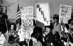  Protesters Carry Anti-Busing Signs