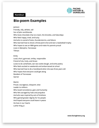 Preview of the Bio-Poem Examples Handout