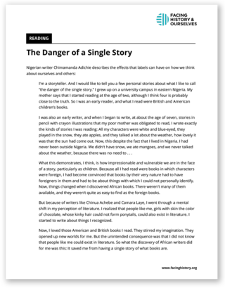 The Danger of a Single Story PDF preview