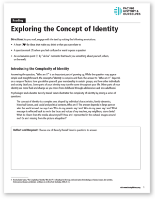 Preview of Exploring the Concept of Identity handout
