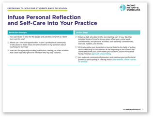 Preview of Personal Reflection and Self-Care: Reflection Prompts and Action Steps handout