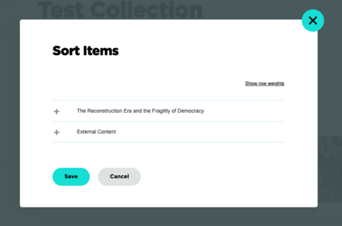 Reorder screen on a user collection