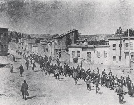Turk Soldiers Are Convoying Armenian People For Execution, April 1915